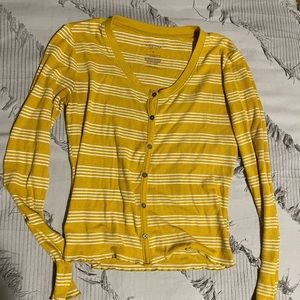 Yellow stripped long-sleeved top